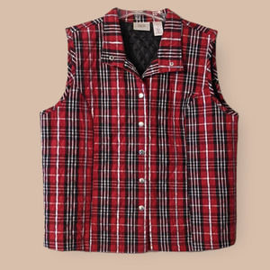 XMAS VEST Red Plaid Baxter & Wells Quilted Vest Size XL